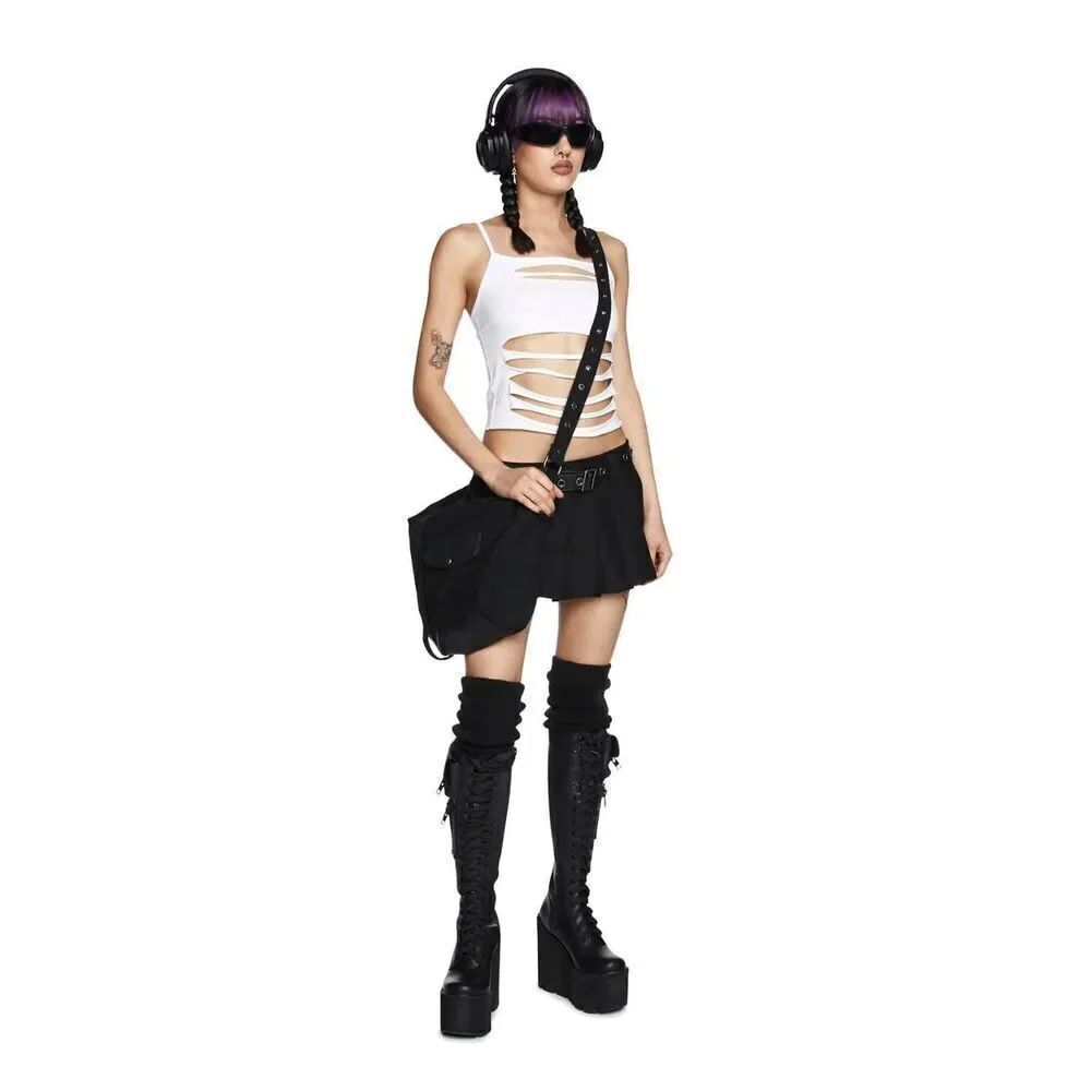 Current Mood Slashed Cutout Cropped Tank - Picture 3 of 6